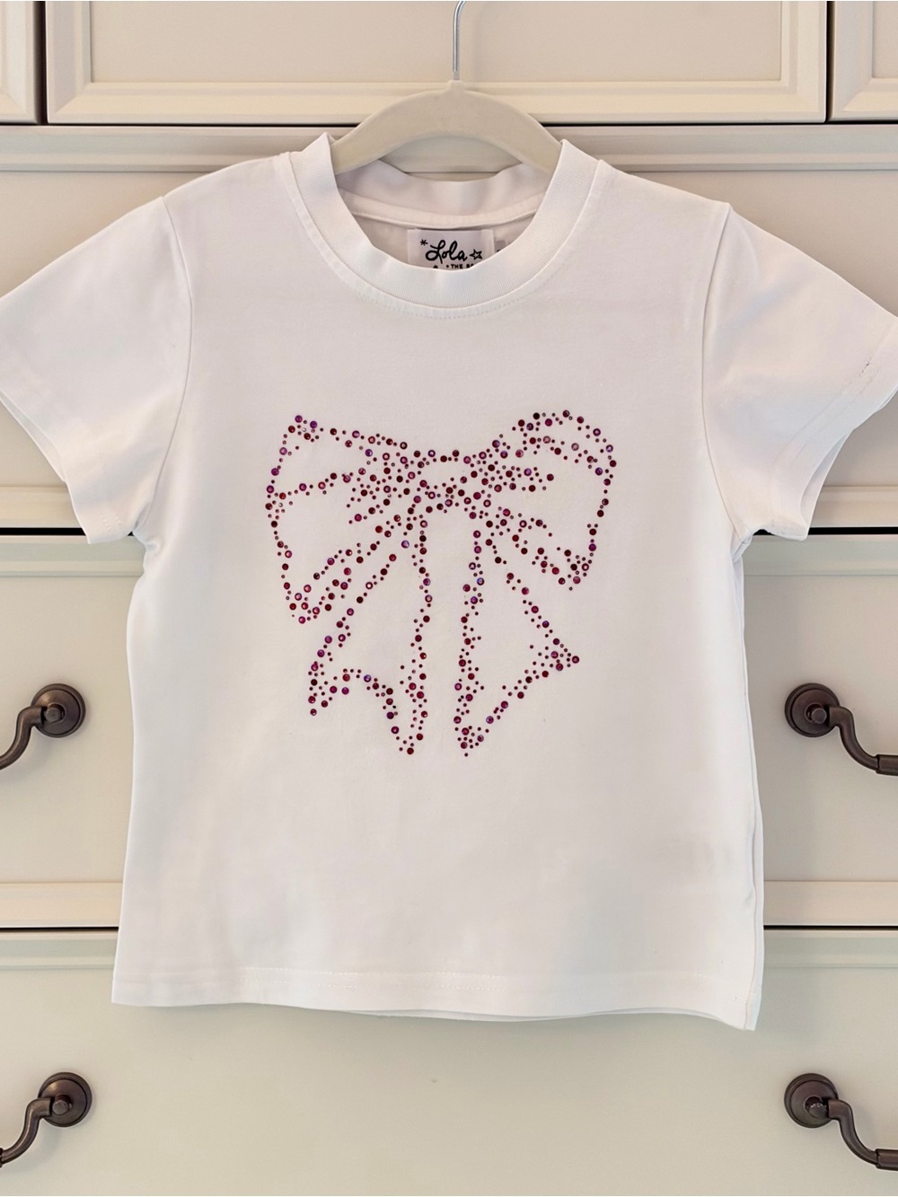 VGUC Lola + the Boys Embellished Bow T-Shirt Top Size 4